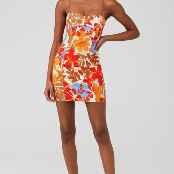 chantilly tied shoulder mini dress Simkhai Laila Chantilly Jacquard Mini Dress